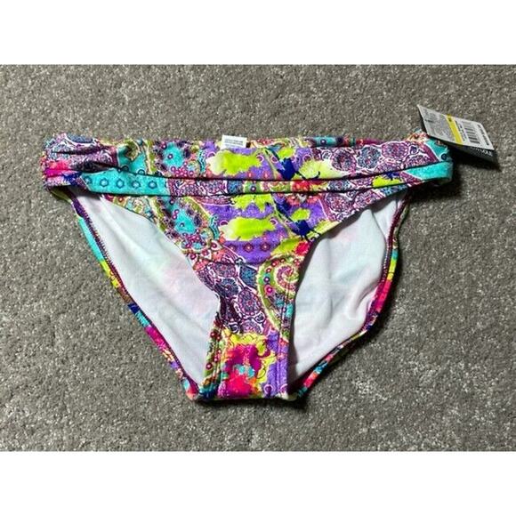Kenneth Cole Reaction Bikini Bottom Size M Swim Paisley Boho Festival Beach Y2K - Picture 1 of 9